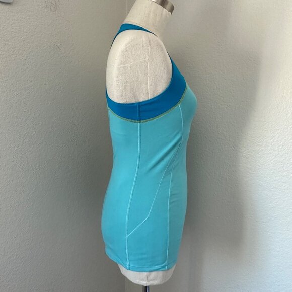 Alo Cool Fit Scoop Neck Tank Top Racerback Lightweight ColorBlock Blue S - Picture 3 of 9